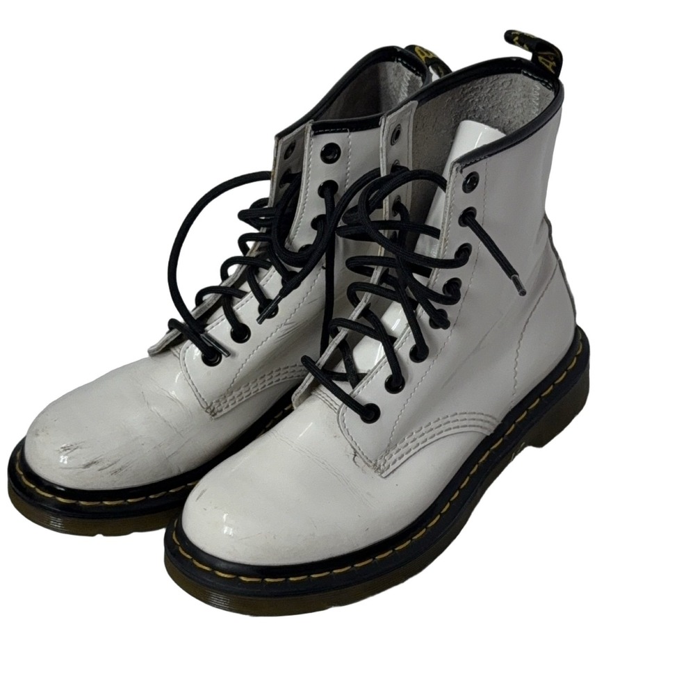 Dr. Martens 1460W Women's Combat Boots White Patent Leather Size 7 US 7 UK 5